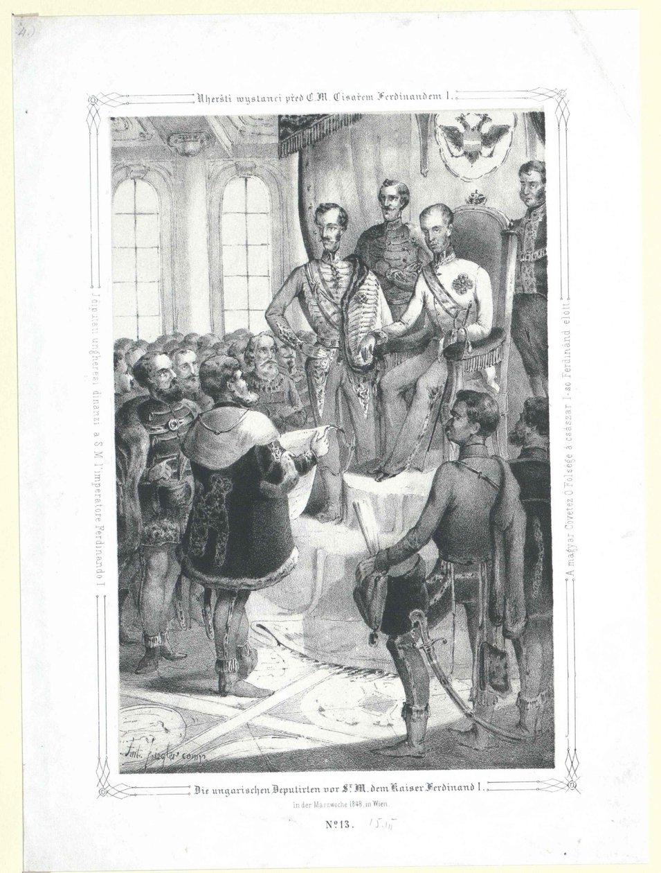 Los diputados húngaros ante Sir M. el emperador Fernando I en la semana de marzo de 1848 de Artist Unknown
