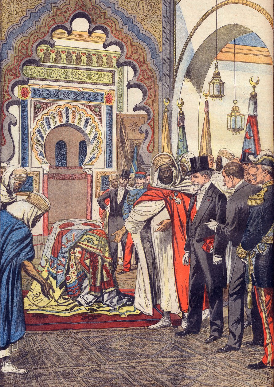 El Presidente de la República Francesa, Emile Loubet, visita la Mezquita de Sidi Bou Medine, Tlemcen, Argelia. de Artist Unknown