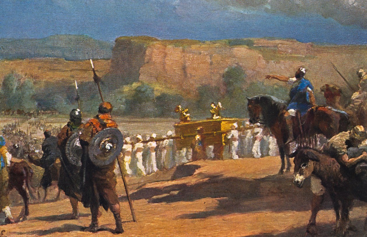 El sitio de Jericó, capítulo 3, versículo 17 de la Biblia (imprimir) de Artist Unknown