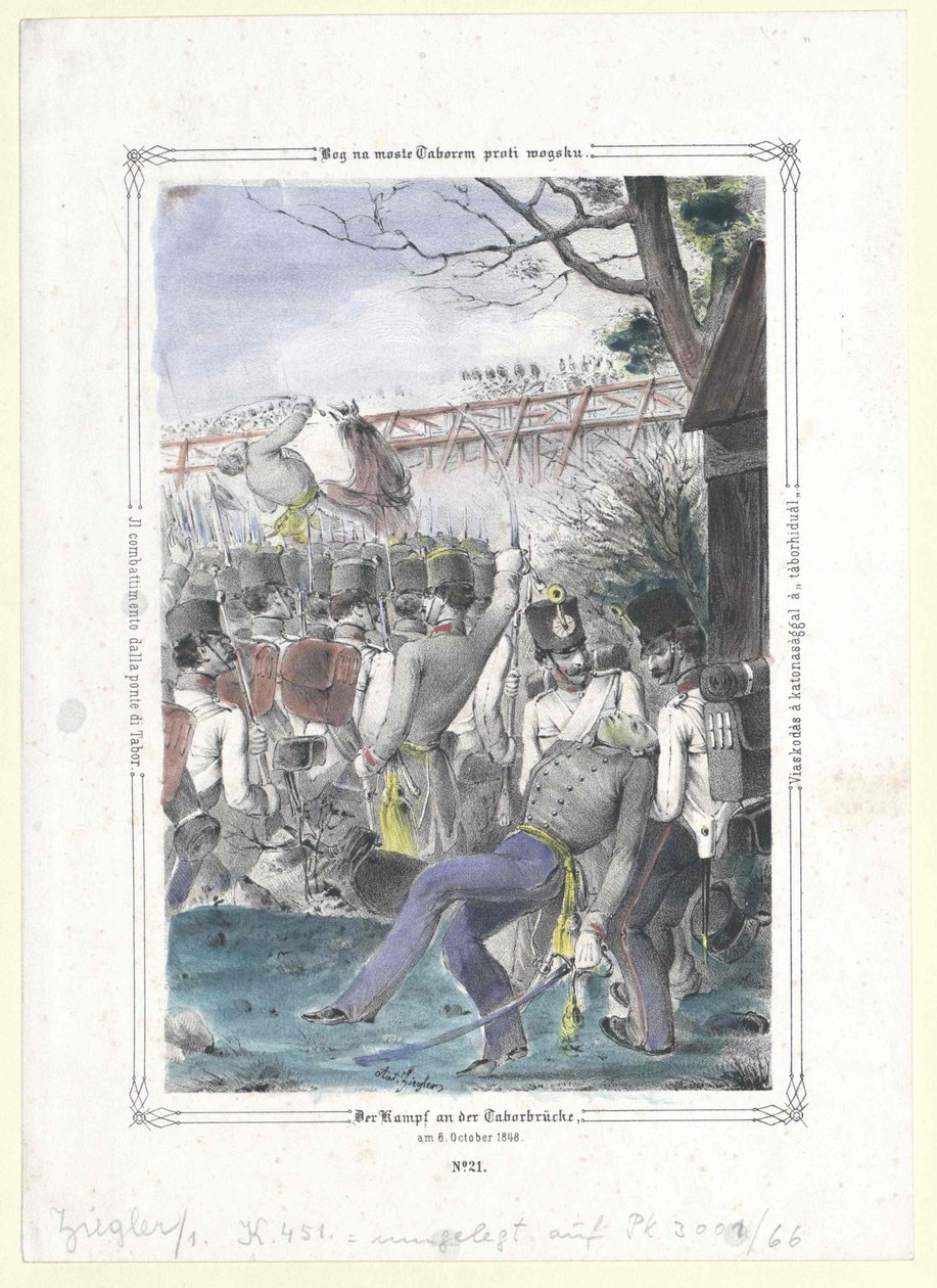 El combate en el Taborbruecke (Puente Tabor) de Artist Unknown