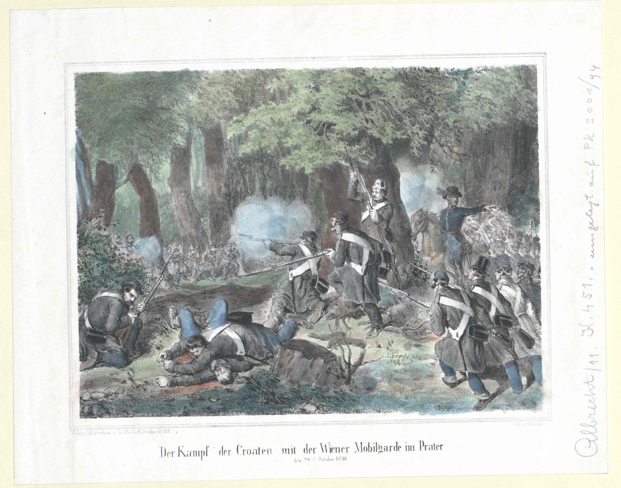 El combate de los croatas con la guardia móvil vienesa en el Prater el 28 de octubre de 1848 de Artist Unknown