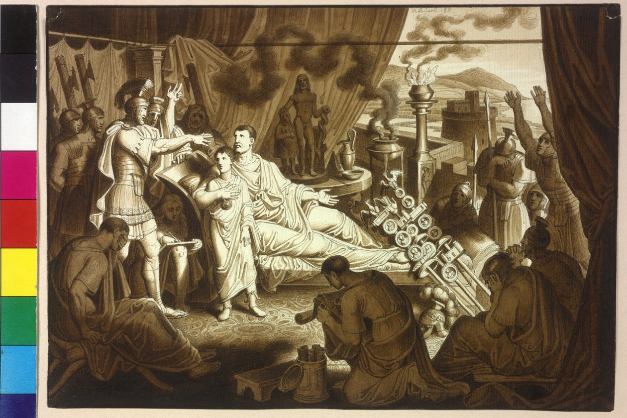 La mujer moribunda emperador Marco Aurelio aconsejar Pertinax su hijo Cómodo de Artist Unknown