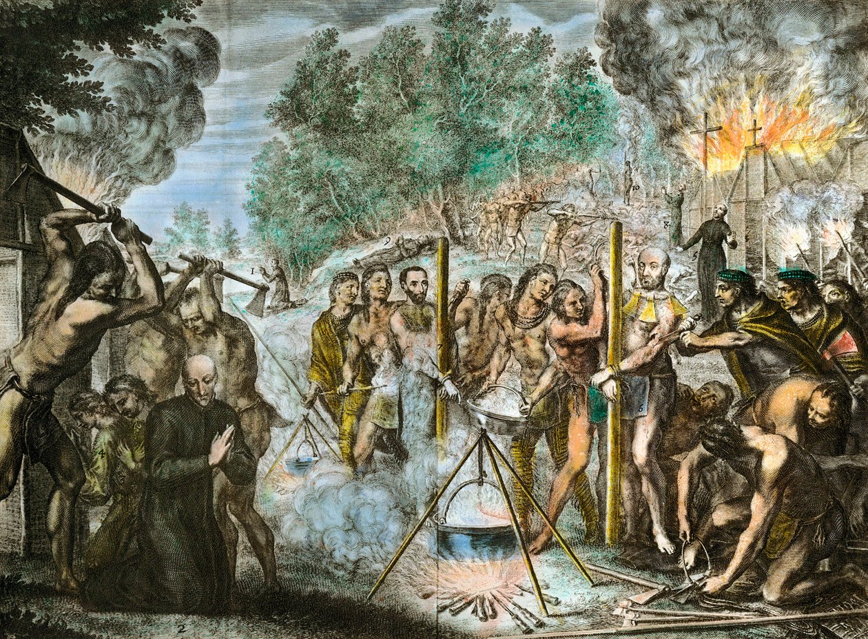 El mártir de los sacerdotes entre los indios de América en febrero de 1646 de Artist Unknown
