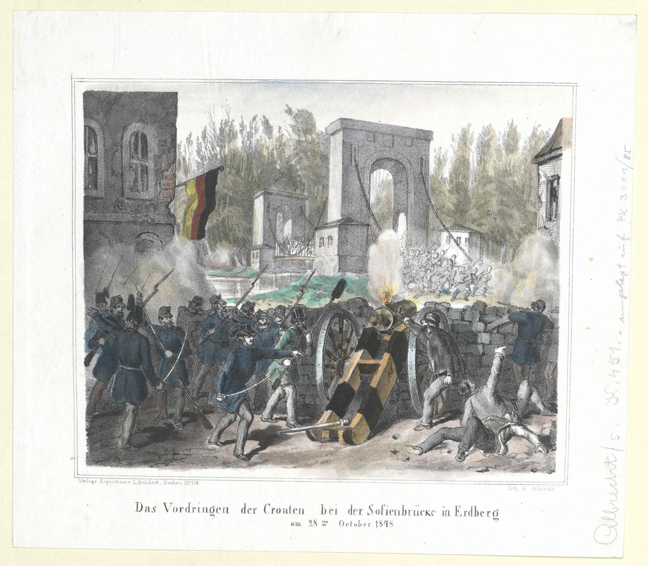 La penetración de los croatas en el Sofienbruecke de Erdberg el 28 de octubre de 1848 de Artist Unknown