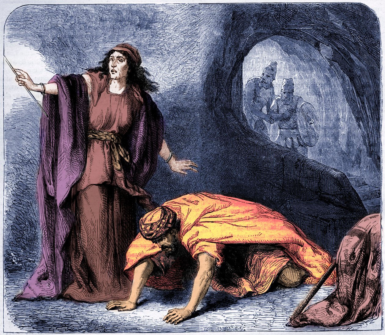 La resurrección de Samuel por la bruja de Endor -Biblia (imprimir) de Artist Unknown