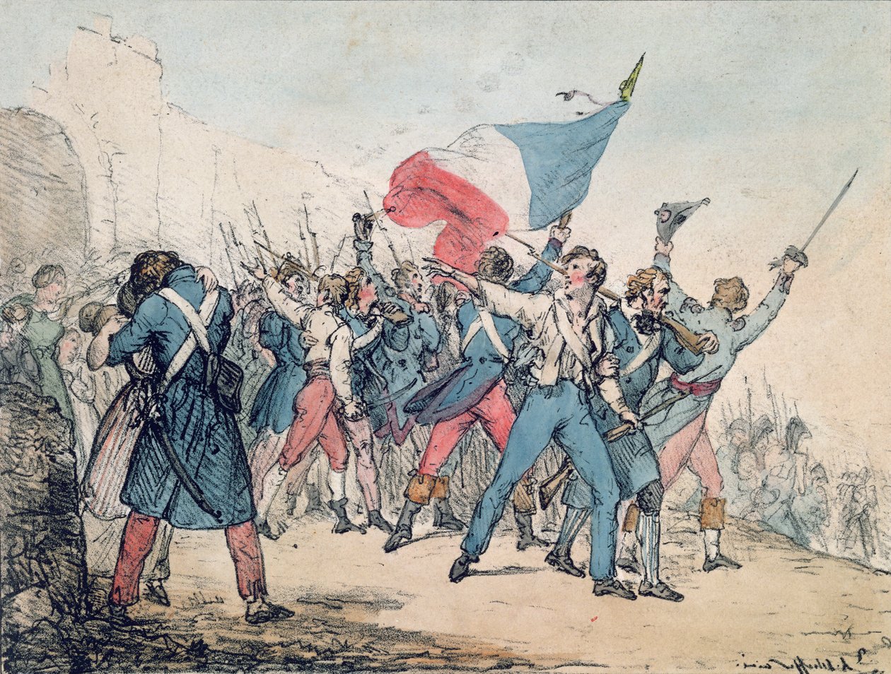 Alegoría de la Revolución de 1830 y la Marsellesa, grabado por los hermanos Gihaut, 1830 de Ary Scheffer