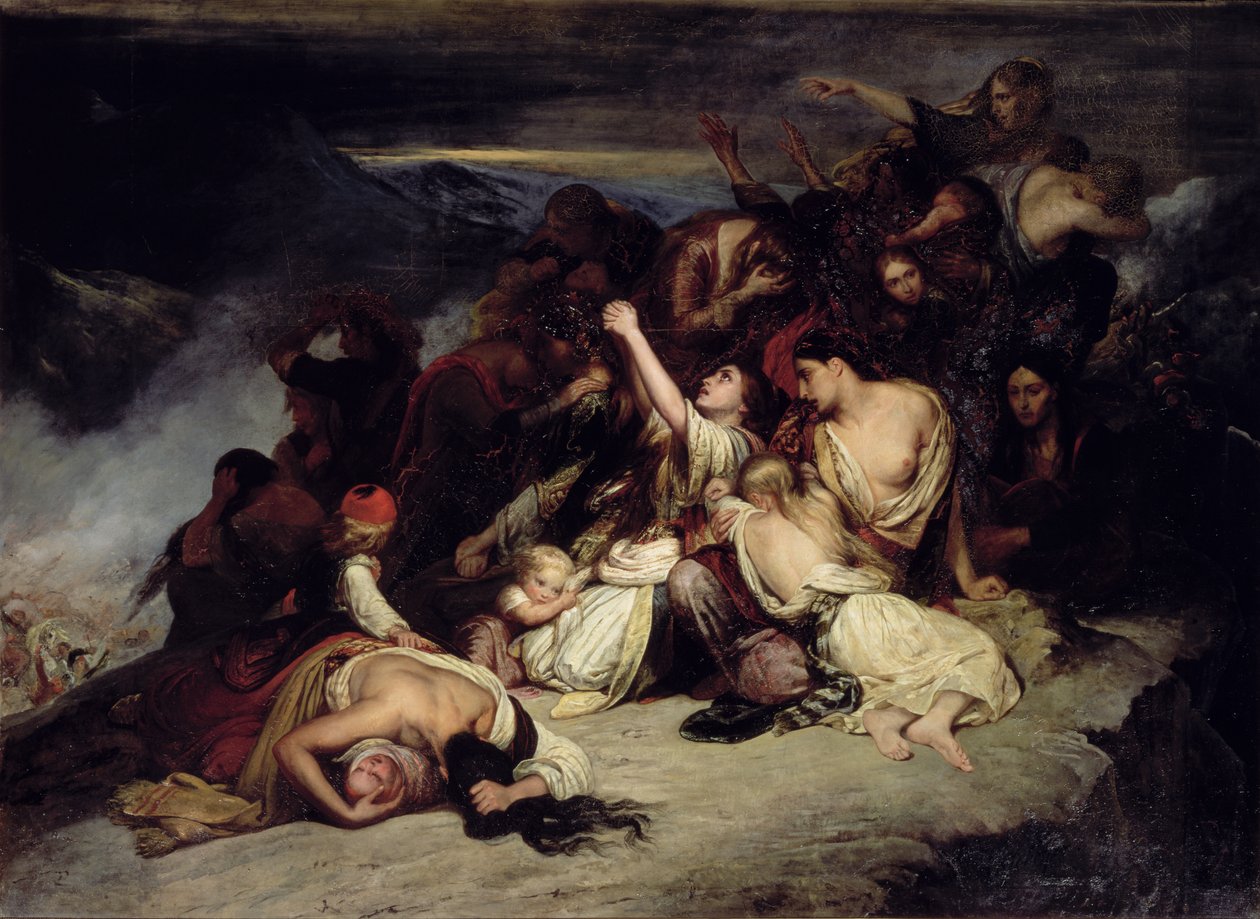 Las mujeres desesperadas de Rumili, viendo a sus maridos derrotados por las tropas de Ali Pasha, el 