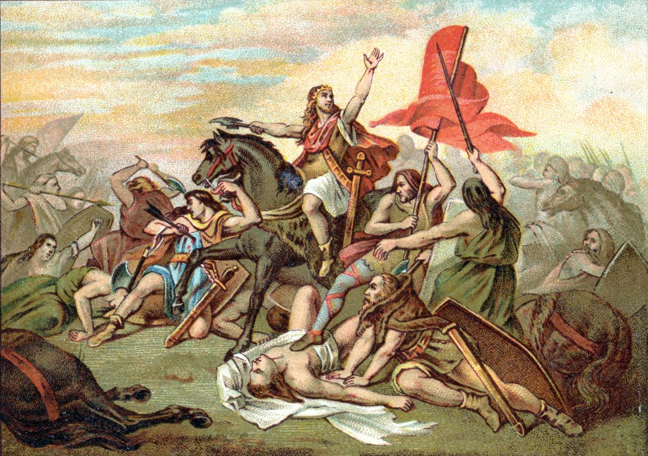 Batalla de Tolbiac (conversión de Clodoveo) de Ary (after) Scheffer