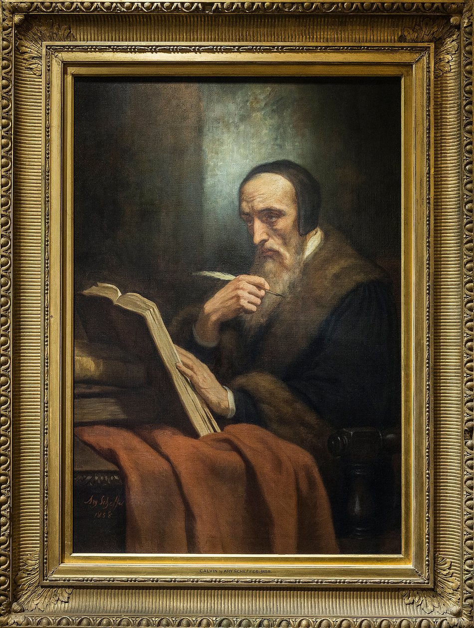 Retrato de Juan Calvino, escritor, teólogo y pastor francés durante la Reforma Protestante - pintura de Ary Scheffer. Museo de la vida romántica - París de Ary Scheffer