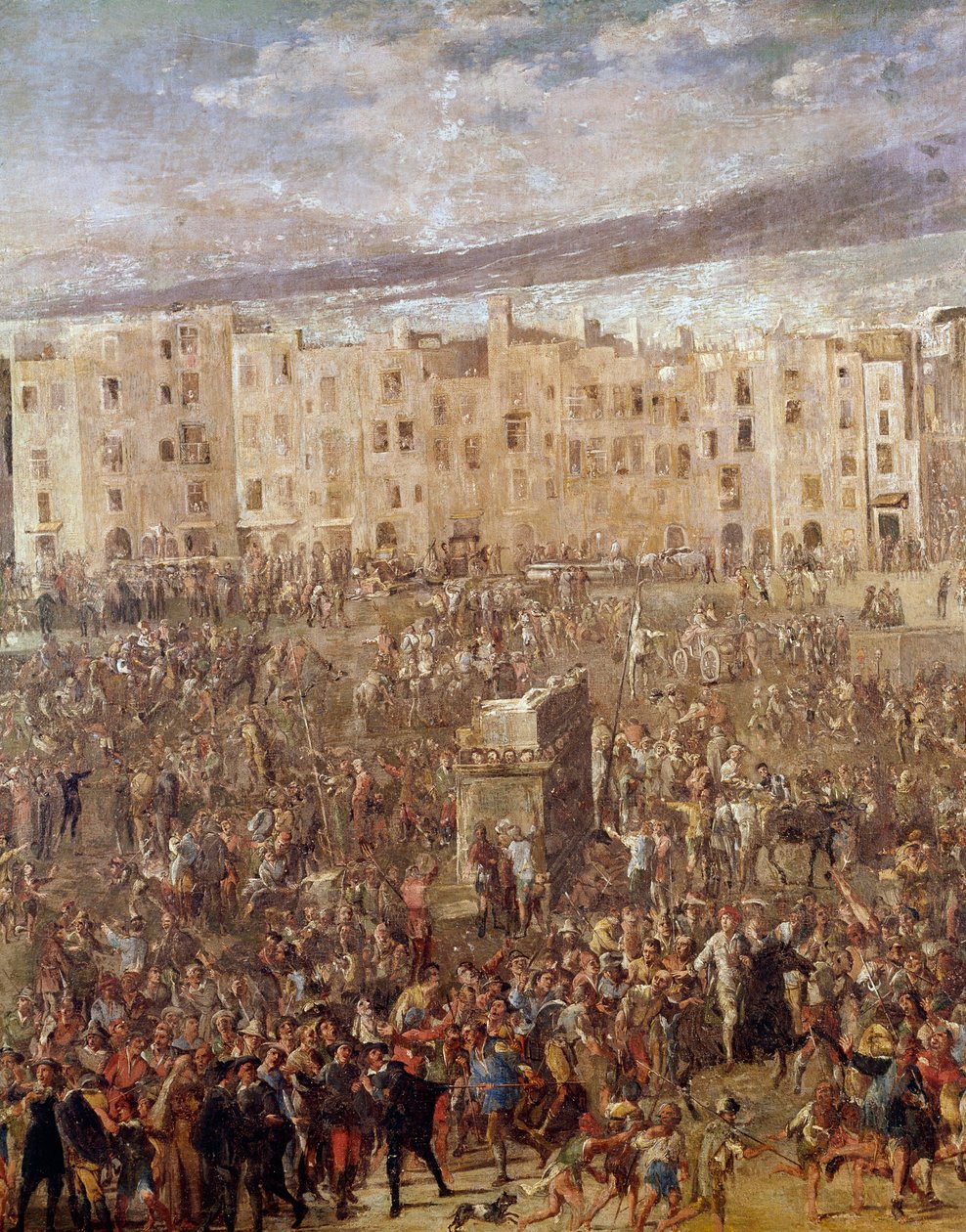 Plaza del Mercado en Nápoles en la época de la revolución de Masaniello Pintura de Ascanio Luciani (ca. 1621-1706) Nápoles, Museo Nazionale di San Martino de Ascanio Luciani