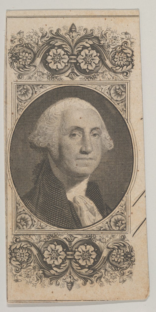 Motivo del billete: Retrato de George Washington en un panel decorativo, ca. 1824-37 de Asher Brown Durand.