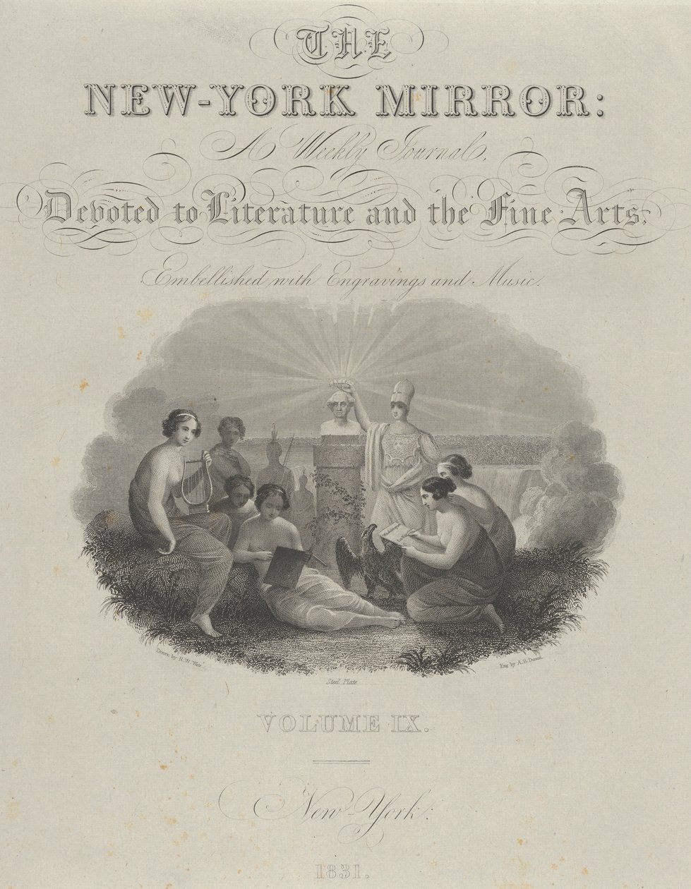 Página de título: The New York Mirror, un diario semanal, dedicado a la literatura y las bellas artes..., 1831 de Asher Brown Durand