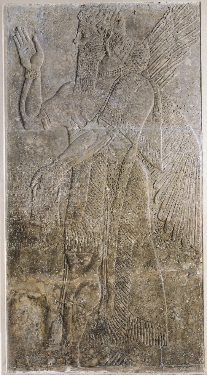 Relieve que representa un genio alado, del Palacio de Nimrud (Kalah) de Assyrian