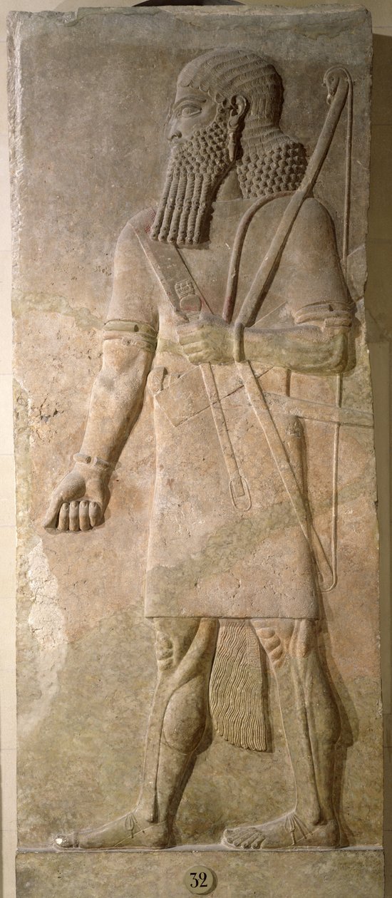 Relieve de un guerrero asirio, del Palacio de Sargón II en Khorsabad, Irak de Assyrian