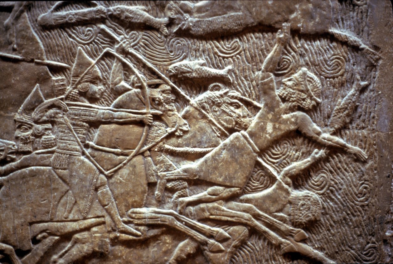 Ashurbanipal en la Batalla de Til-Tuba, 650-620 a.C. de Assyrian