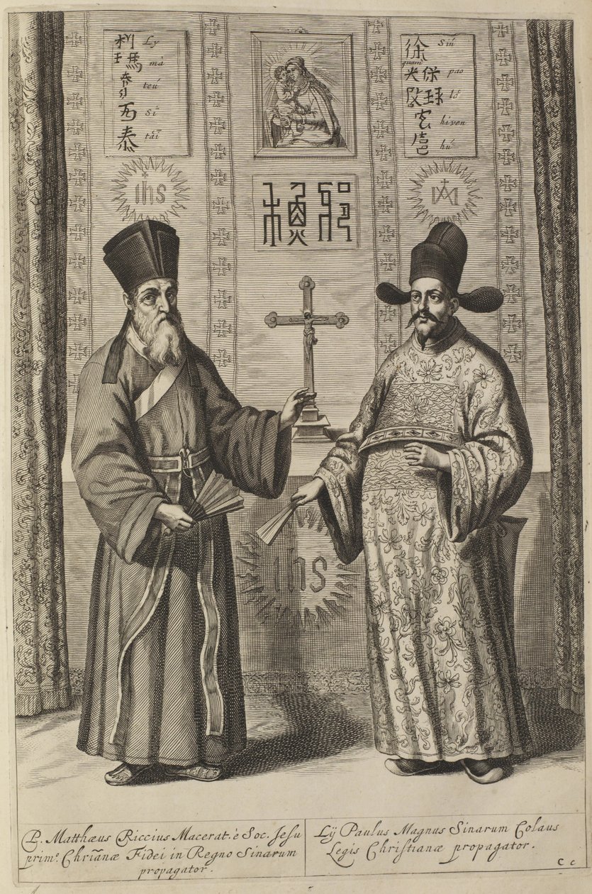 Matteo Ricci y Xu Guangqi. De China Illustrata de Athanasius Kircher, 1667 de Athanasius Kircher