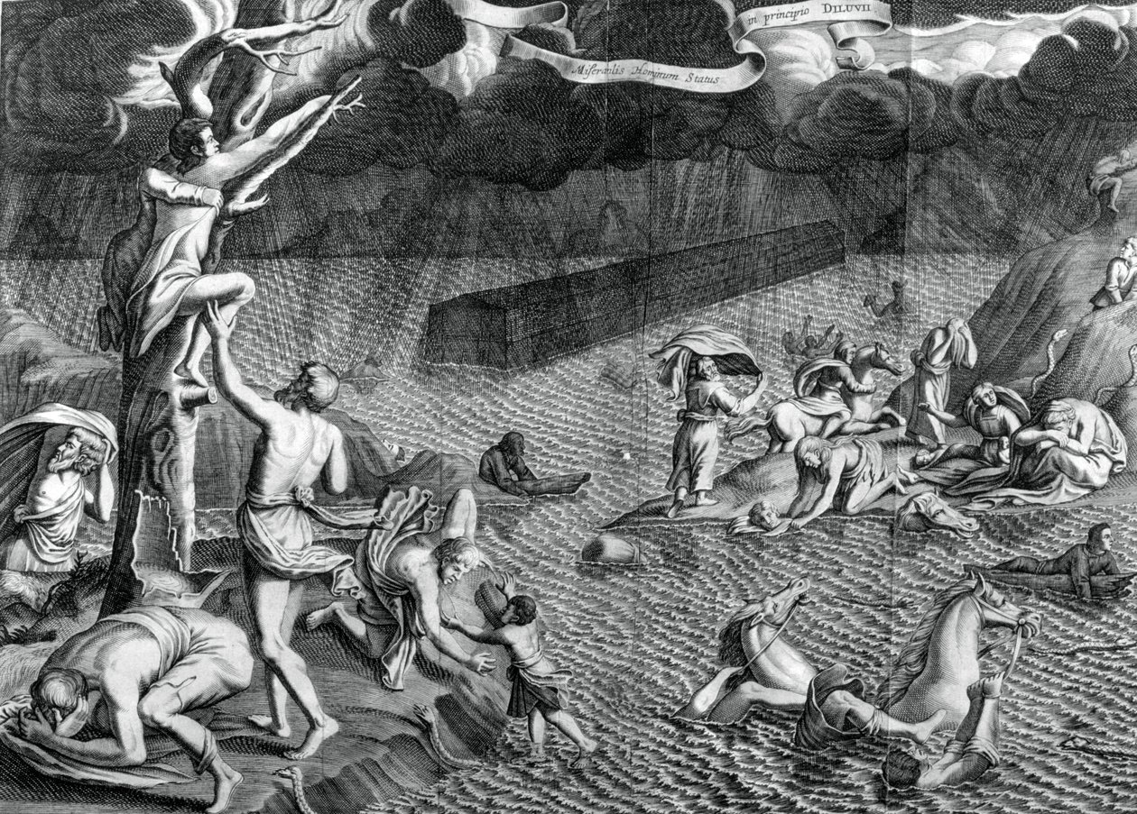 Escena del diluvio, 1675 de Athanasius Kircher