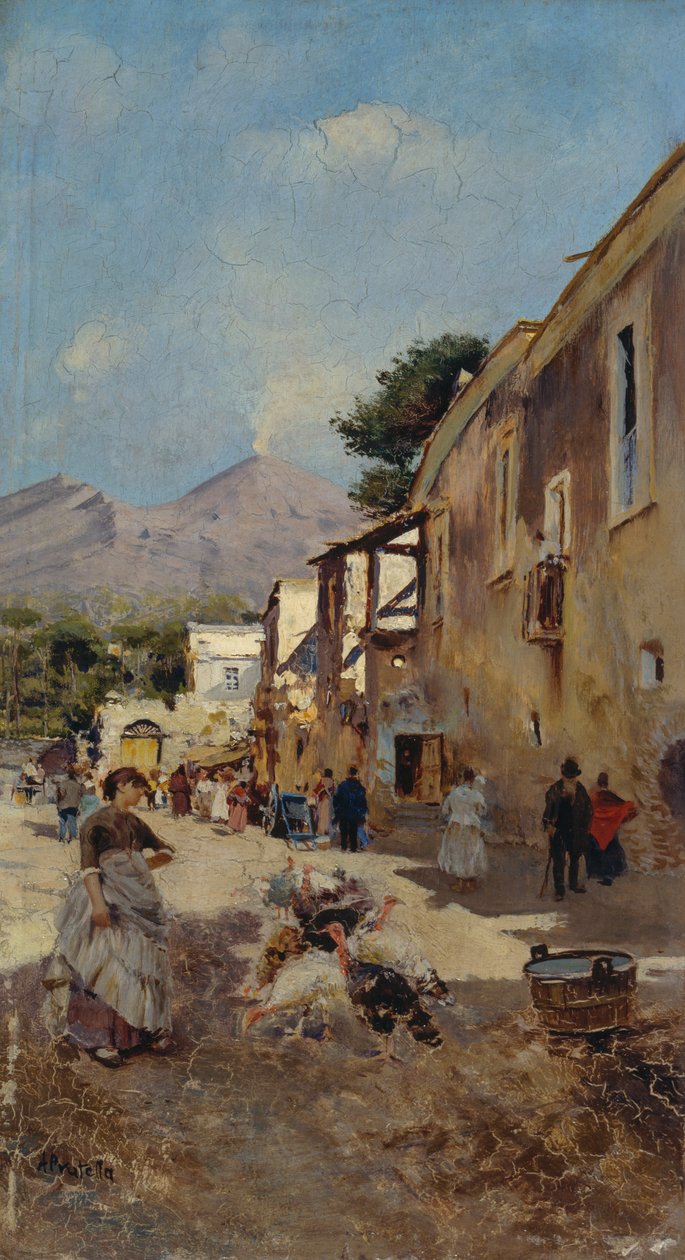 Mujer con pavos de Attillo Pratella