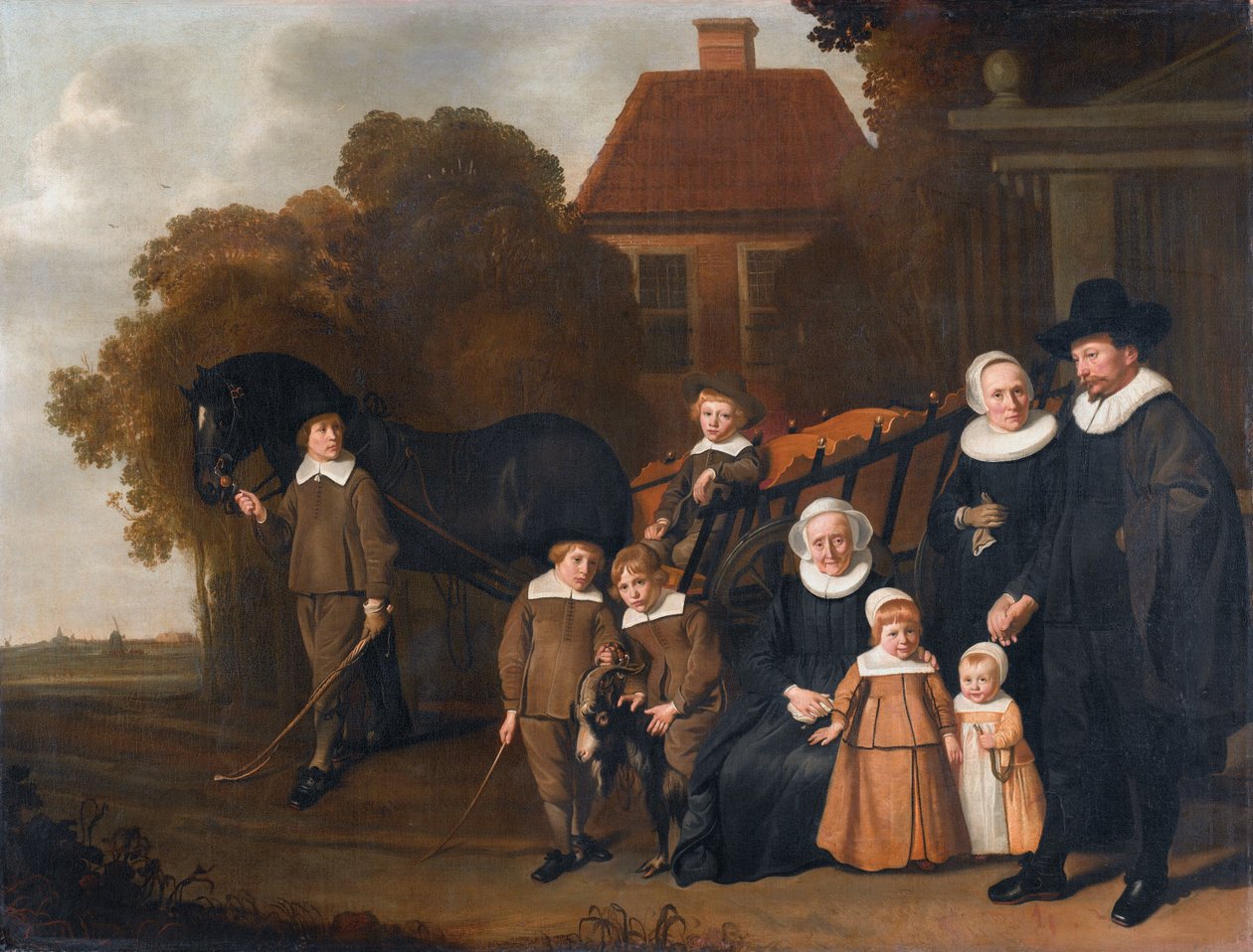 Retrato de la familia Meebeeck Cruywagen cerca de la puerta de su casa de campo en el Uitweg cerca de Ámsterdam de Jacob van Loo  