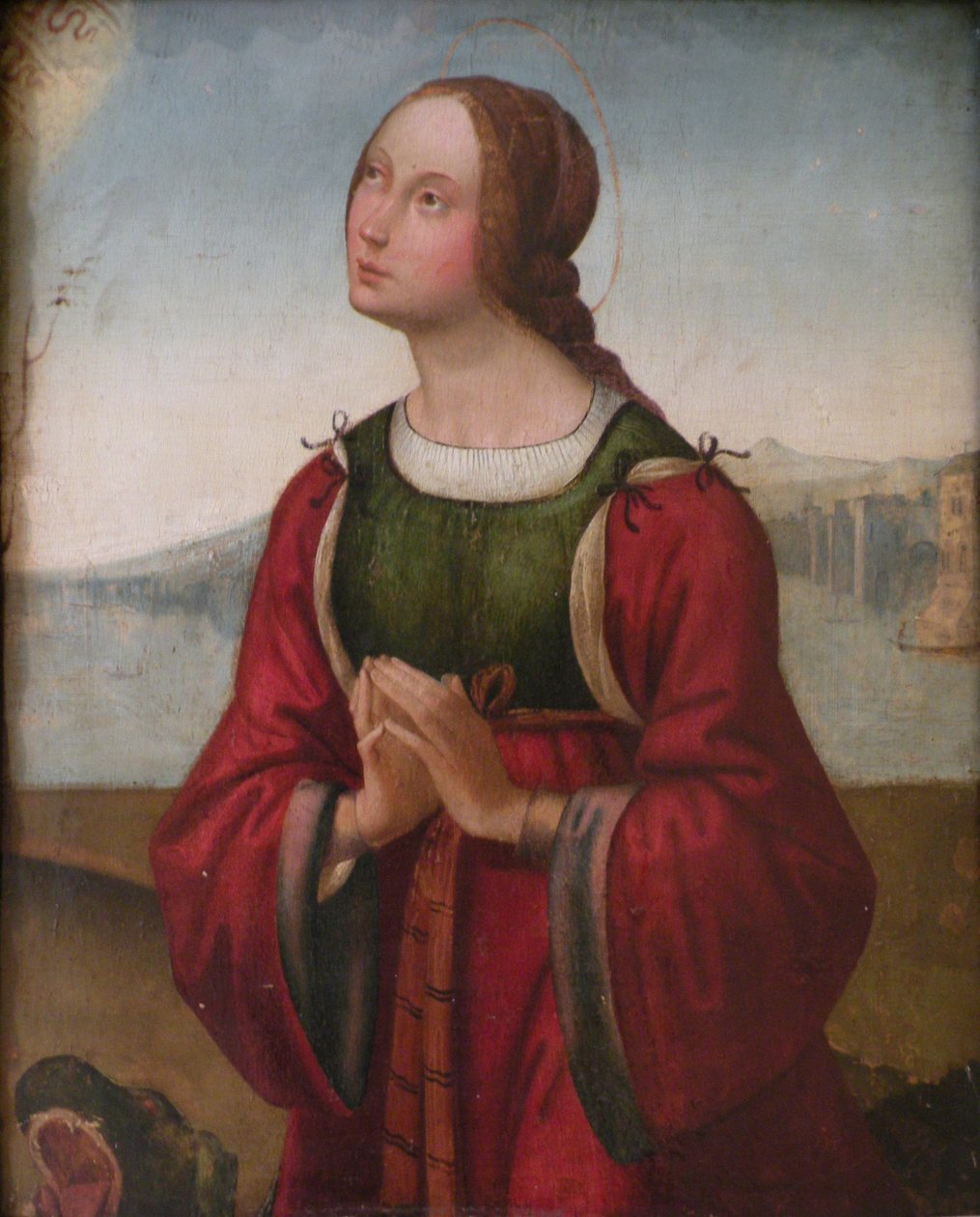 Francés: Sainte Marguerite en prière Santa Margarita rezando de attributed to Lorenzo Costa