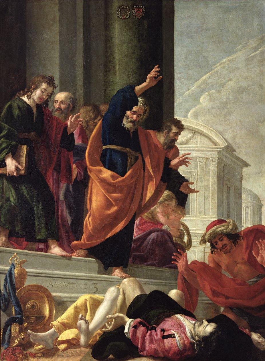 La muerte de Safira y Ananías de Aubin Vouet