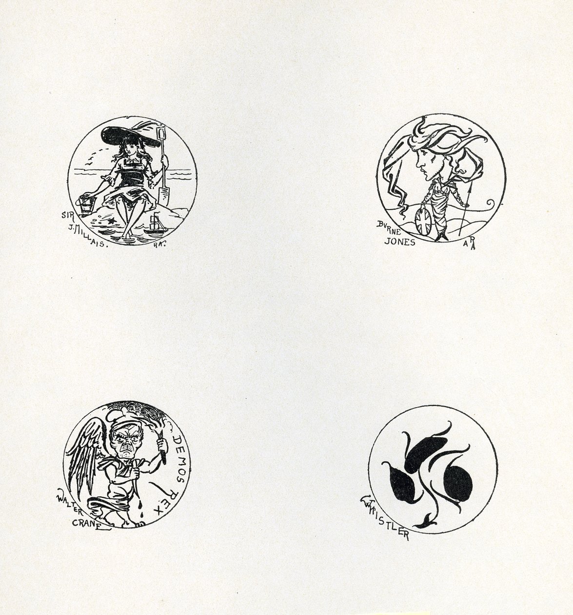 Cuatro diseños para nueva moneda, 1893 de Aubrey Beardsley