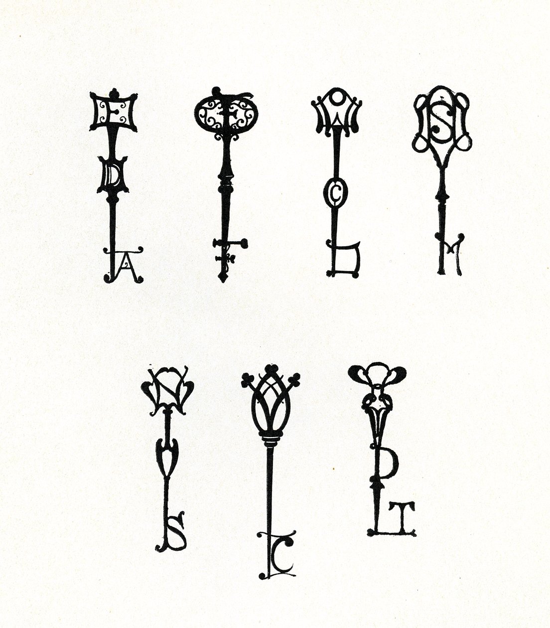 Siete diseños de llaves iniciales para las cubiertas traseras de la serie 