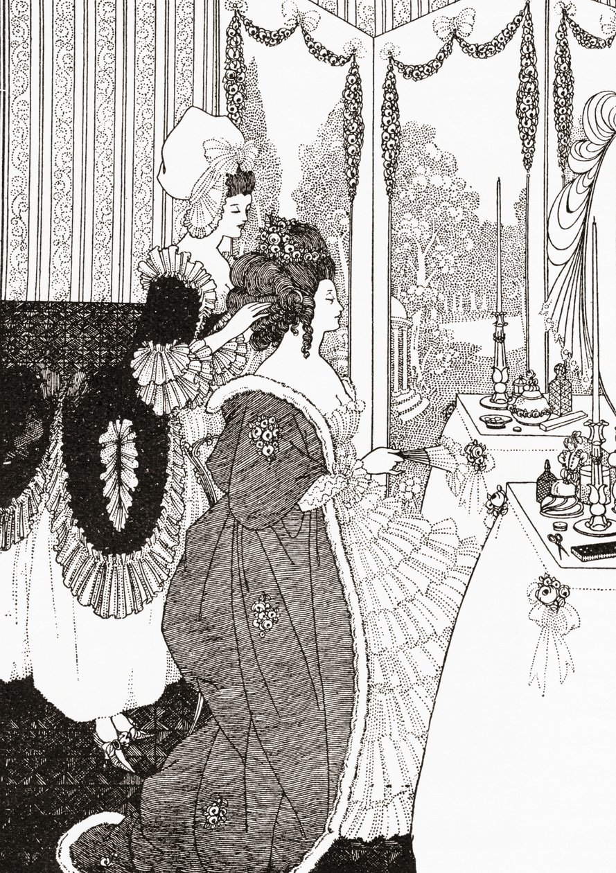 El tocador después de Aubrey Beardsley. De Illustrierte Sittengeschichte vom Mittelalter bis zur Gegenwart por Eduard Fuchs, publicado en 1909. de Aubrey (after) Beardsley