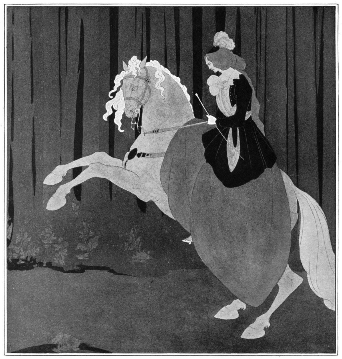 Una mujer sentada en un caballo encabritado, 1898 de Aubrey Beardsley