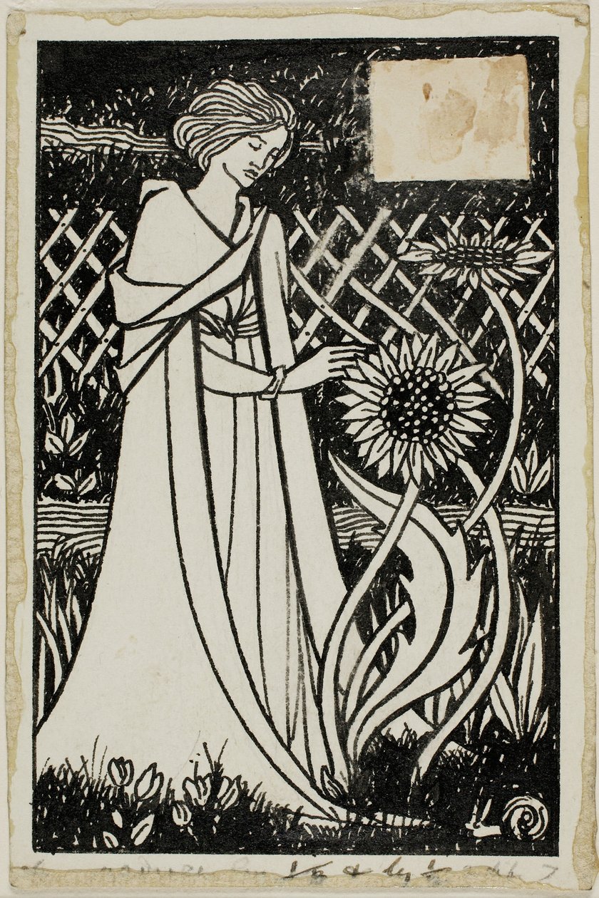 Estudio decorativo: Mujer con girasoles de Aubrey Beardsley