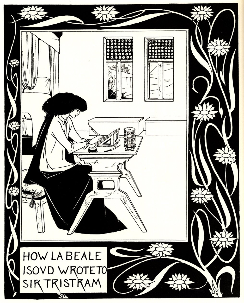 Cómo La Beale Isoud escribió a Sir Tristram. Ilustración del libro Le Morte d