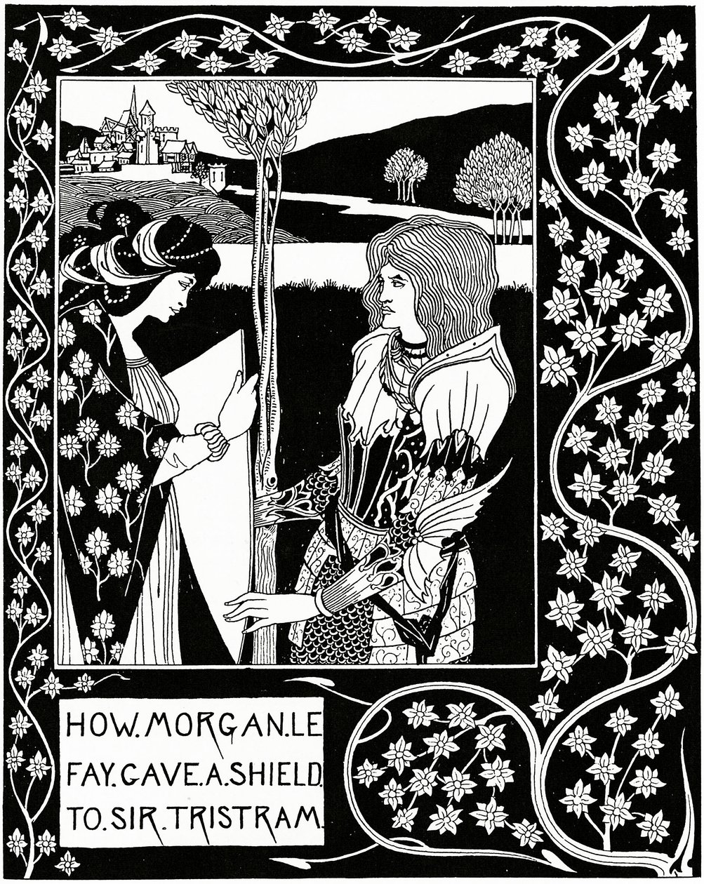 Cómo Morgan le Fay dio un escudo a Sir Tristram, ilustración de 