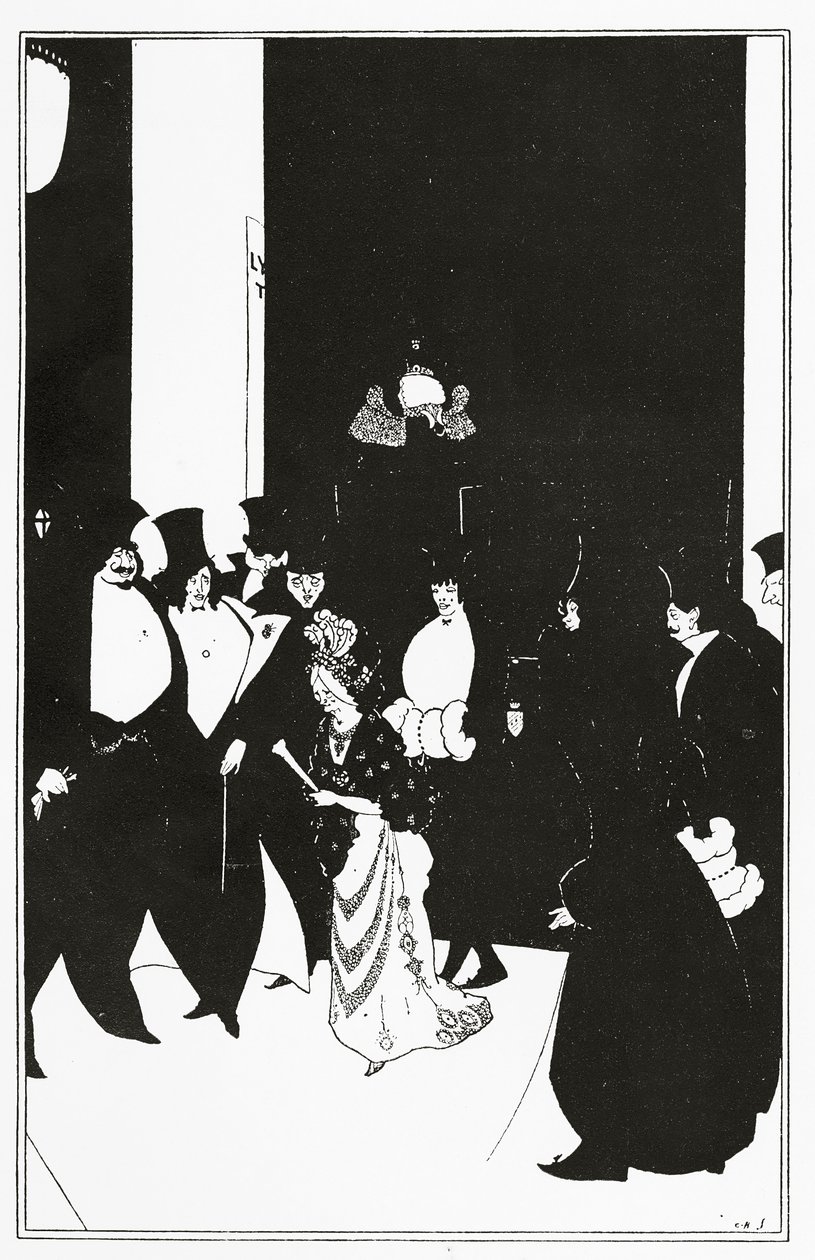 El escolta de Lady Gold, ilustración de "The Yellow Book", 1894 de Aubrey Beardsley
