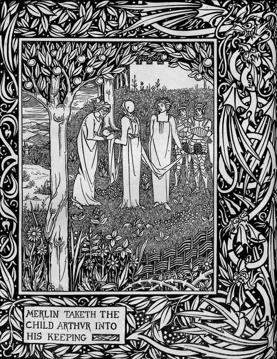 Merlín toma al niño Arturo bajo su custodia, c. 1893 de Aubrey Beardsley