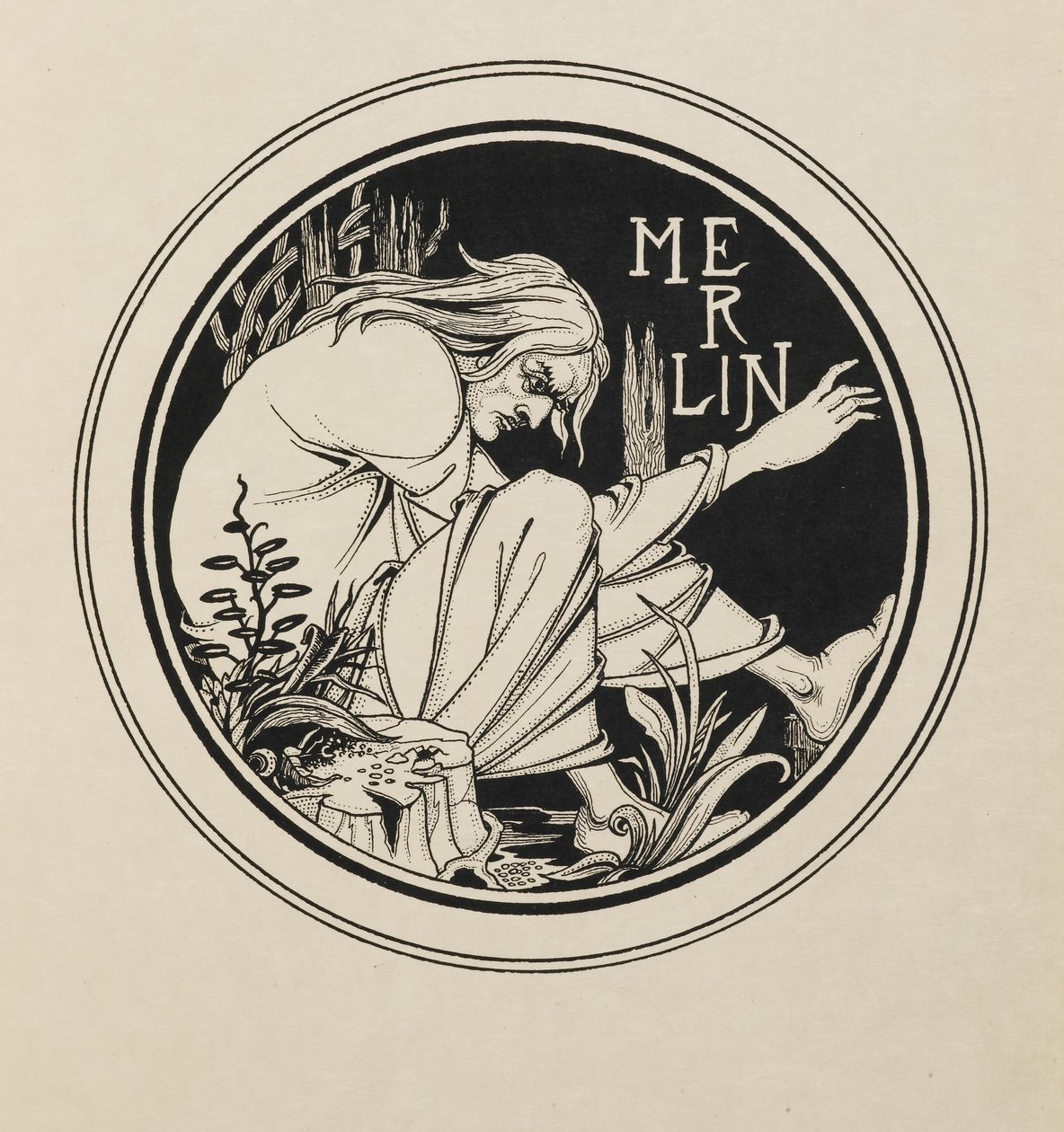 Merlin de un libro de cincuenta dibujos de Aubrey Beardsley