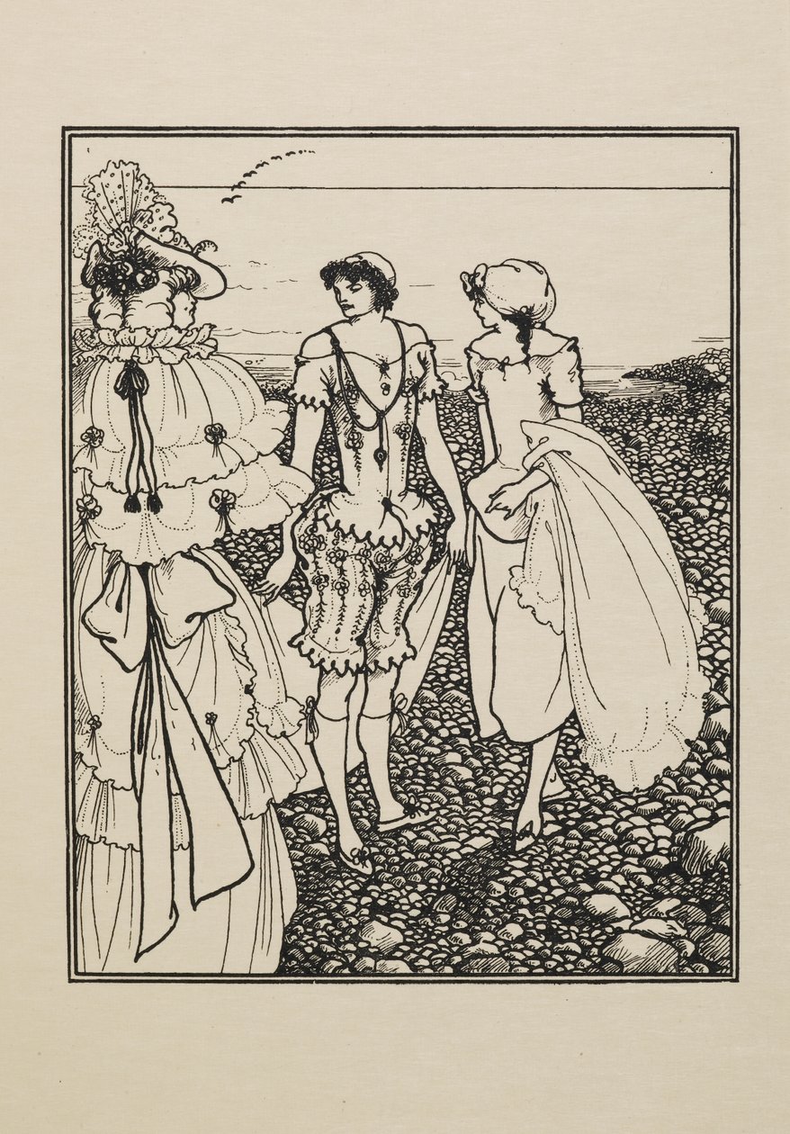 En la playa de Dieppe (Las bañistas), de un libro de cincuenta dibujos de Aubrey Beardsley