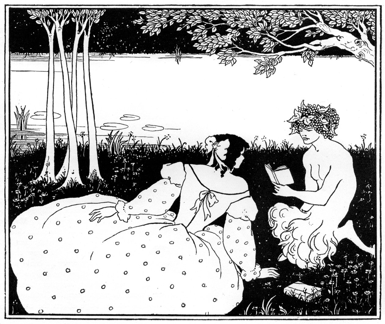 Pan leyendo a una mujer junto a un arroyo, 1898 de Aubrey Beardsley