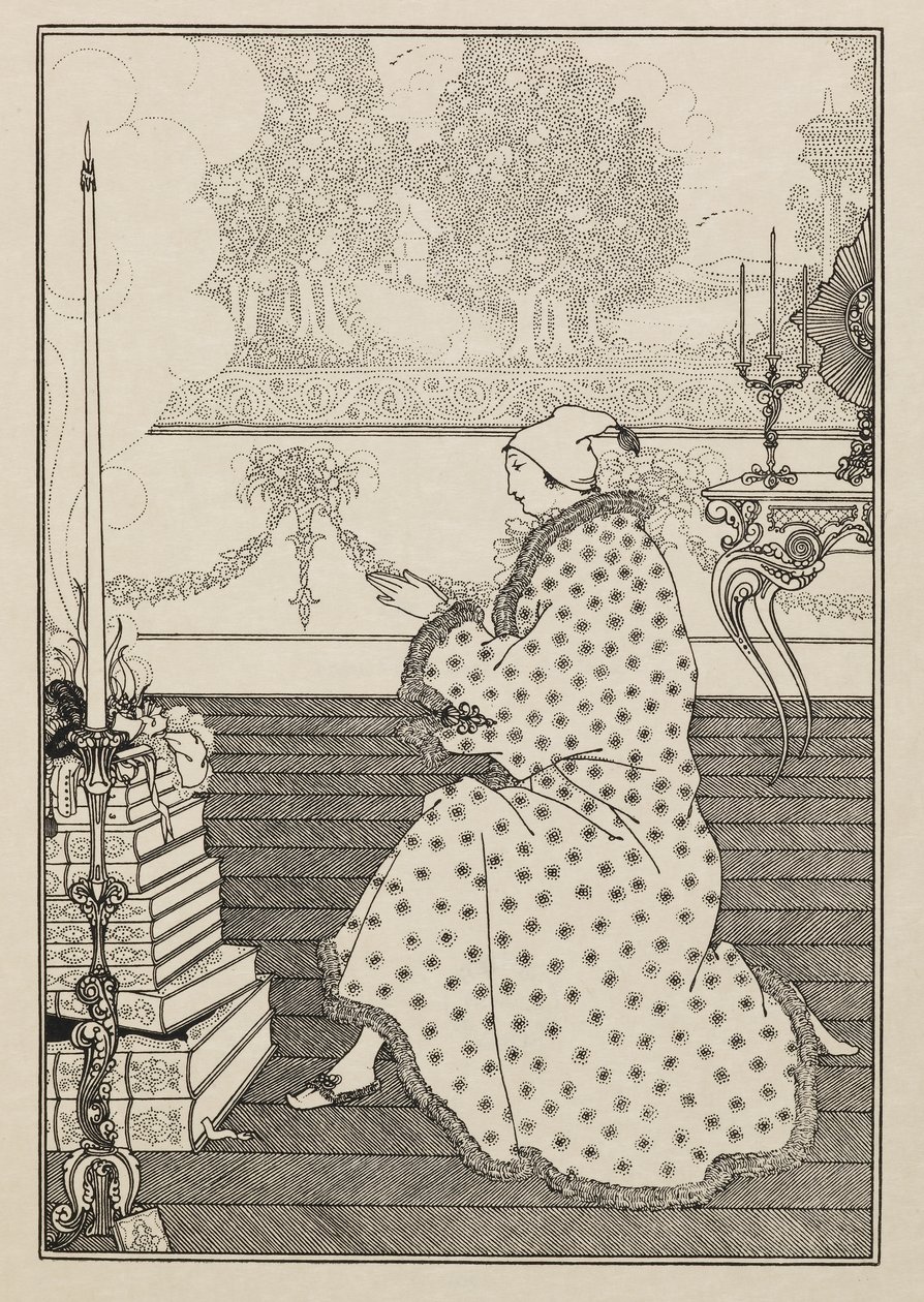 La oración del barón. De "La violación de la cerradura". de un libro cincuenta dibujos de Aubrey Beardsley