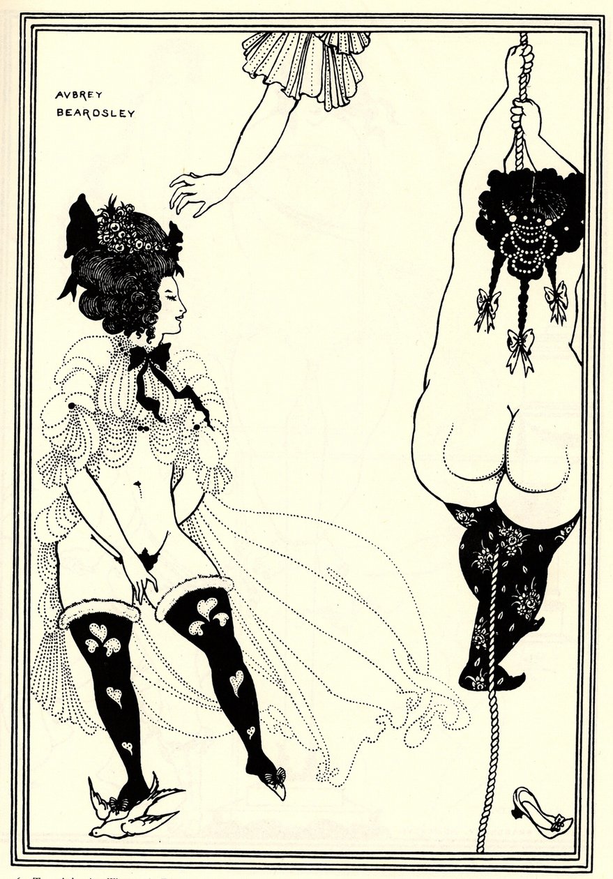 Dos mujeres atenienses en apuros. Ilustración para La Lisístrata de Aristófanes, 1896 de Aubrey Beardsley