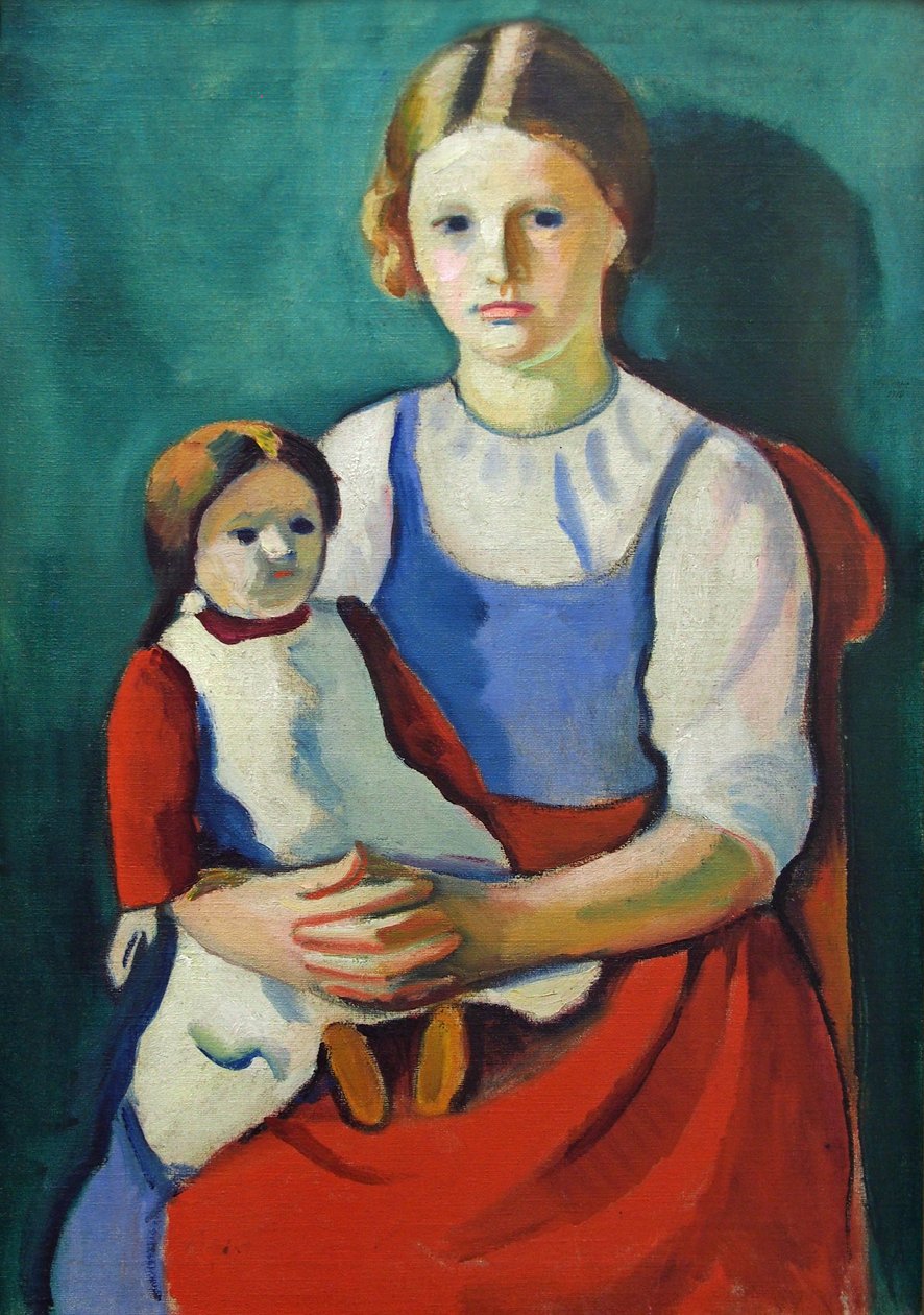 Niña rubia con muñeca de August Macke