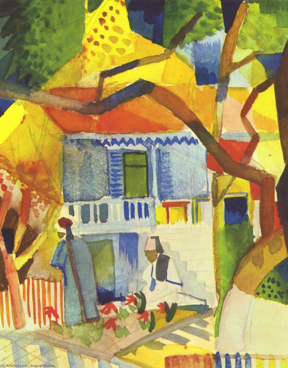 patio interior de una casa en st. germain de August Macke