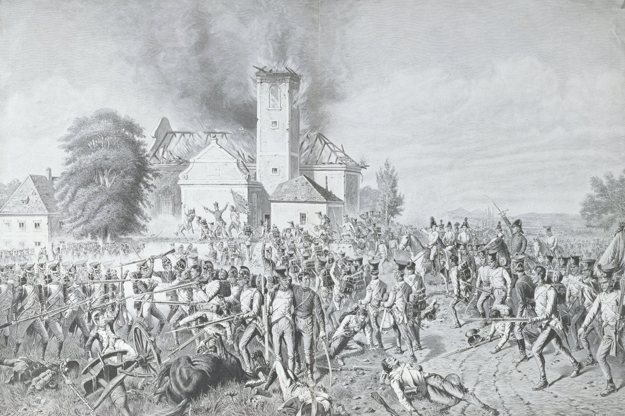 La batalla de Waterloo, grabado por Richard Bong de August von Maly