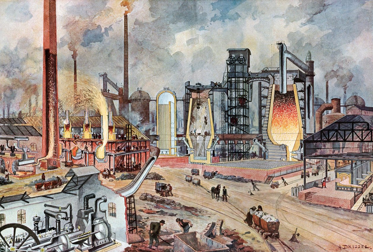 Industria siderúrgica en Alemania, c1880 (ilustración) de August (after) Dressel