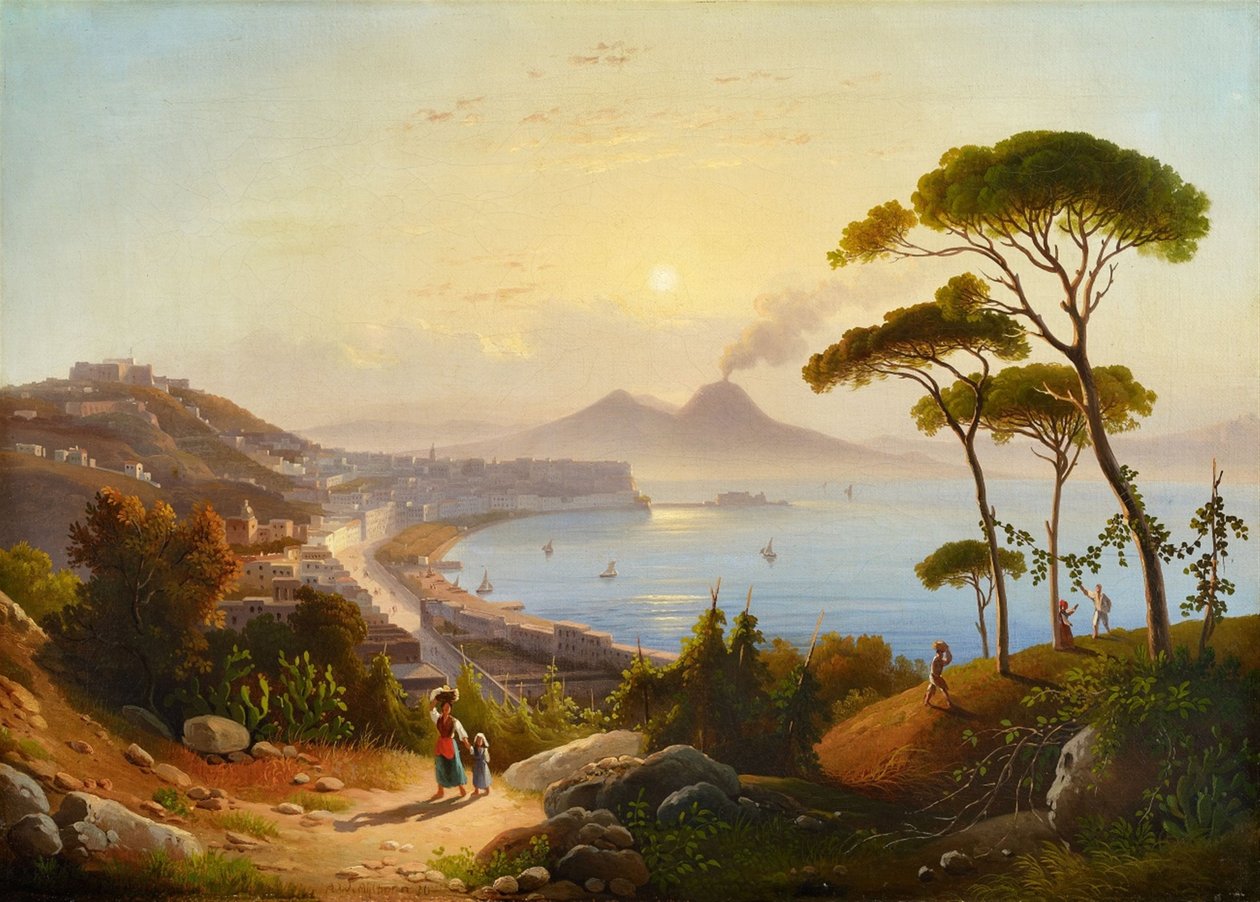 Alemán: Blick auf den Golf von Neapel Vista del Golfo de Nápoles de August Ahlborn