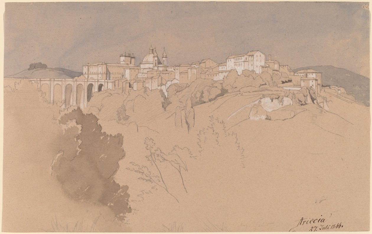 Ariccia vista desde el otro lado del valle de August Christian Geist