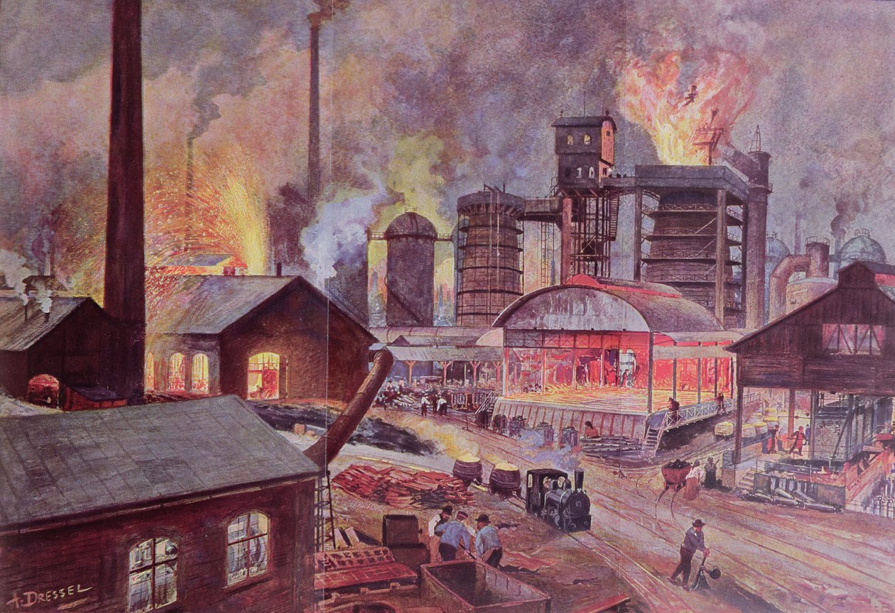 Fábrica con alto horno, de una serie de libros sobre L