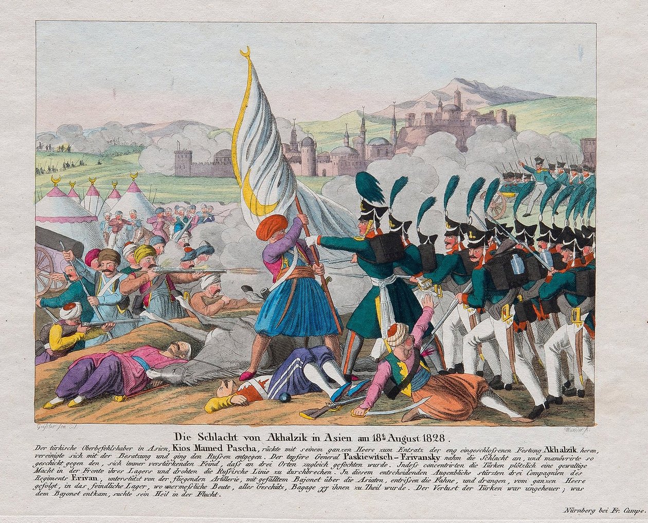 Guerra ruso-turca de 1828-1829 - el asalto de la fortaleza Akhaltsikhe (o castillo Rabat) (Georgia) de August Friedrich Andreas Campe