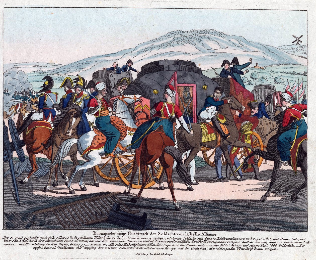 La huida de Napoleón después de la Batalla de Waterloo (1815) de August Friedrich Andreas Campe
