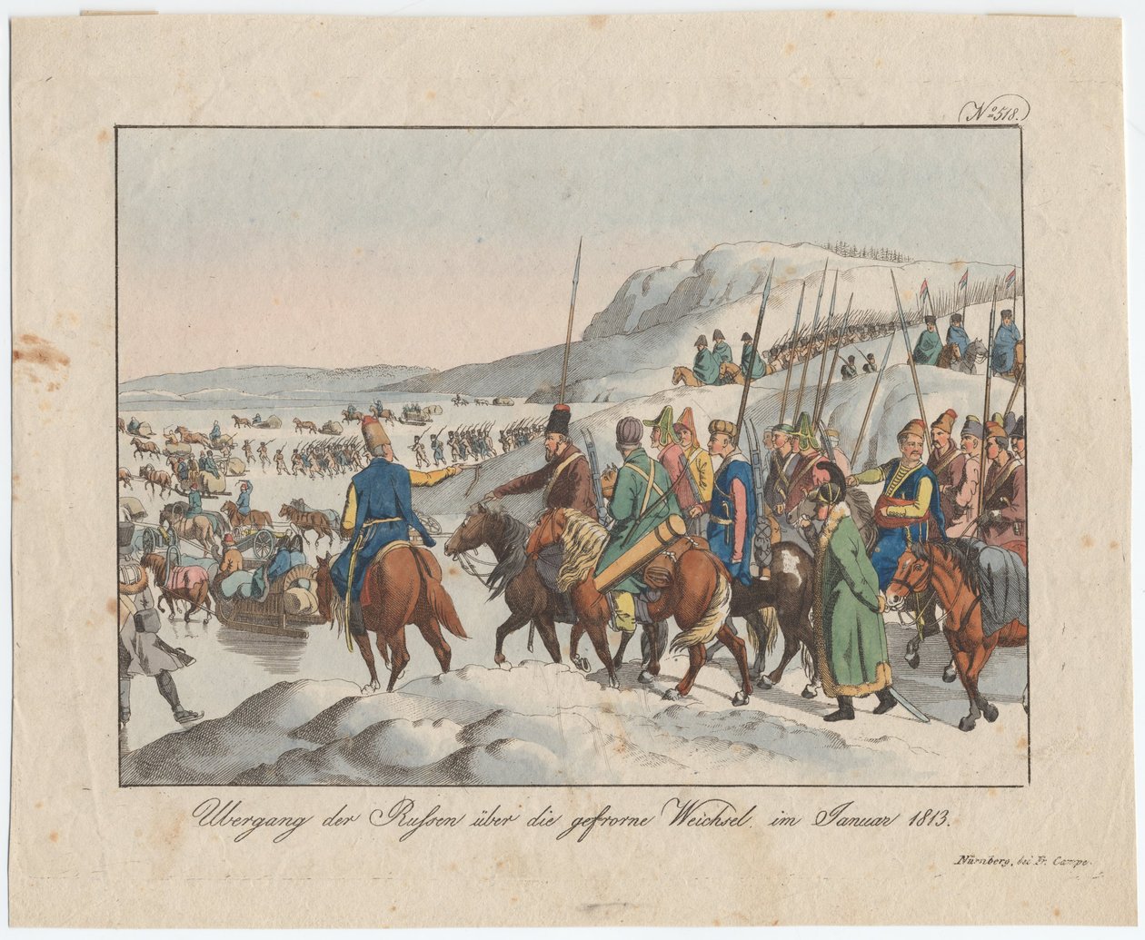 El ejército ruso cruza el Vístula en enero de 1813, c. 1815 de August Friedrich Andreas Campe