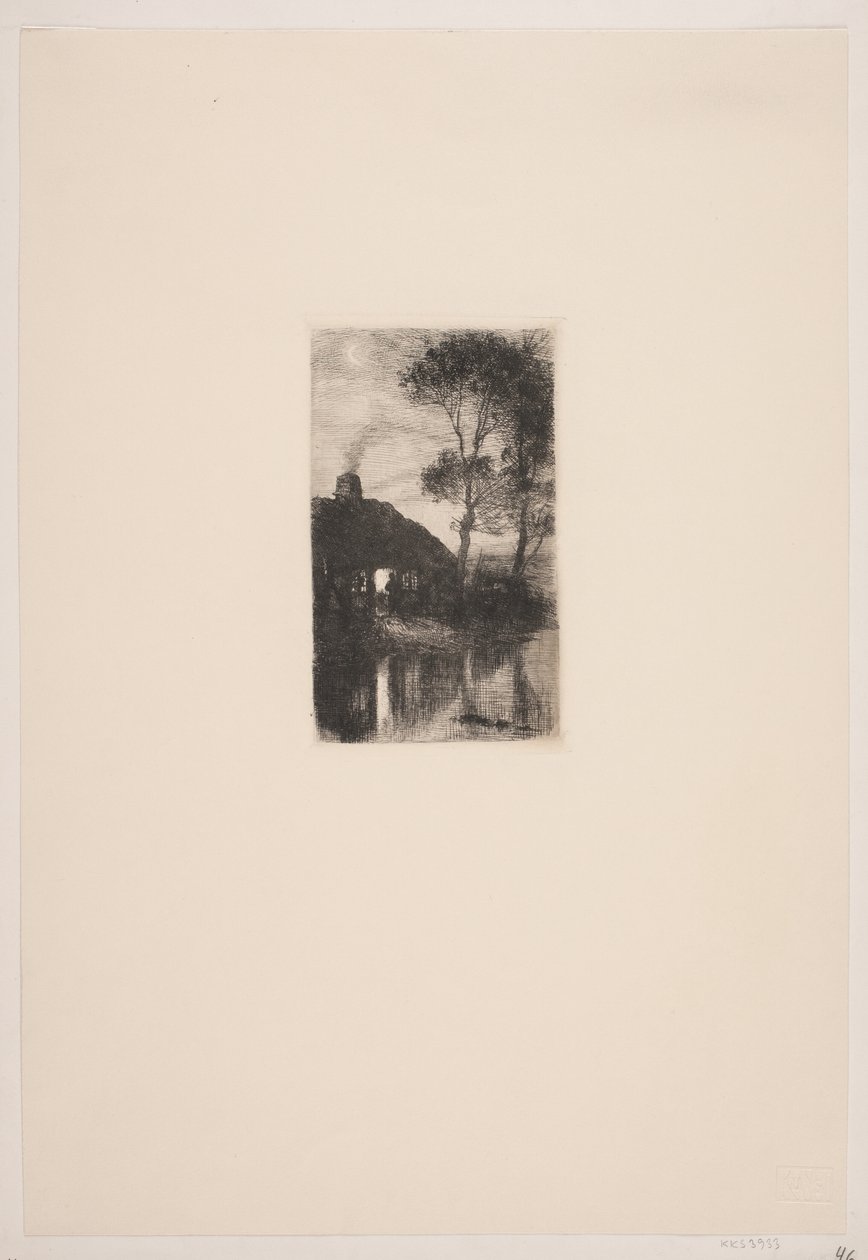 Danés: Paisaje nocturno en una herrería de August Jerndorff